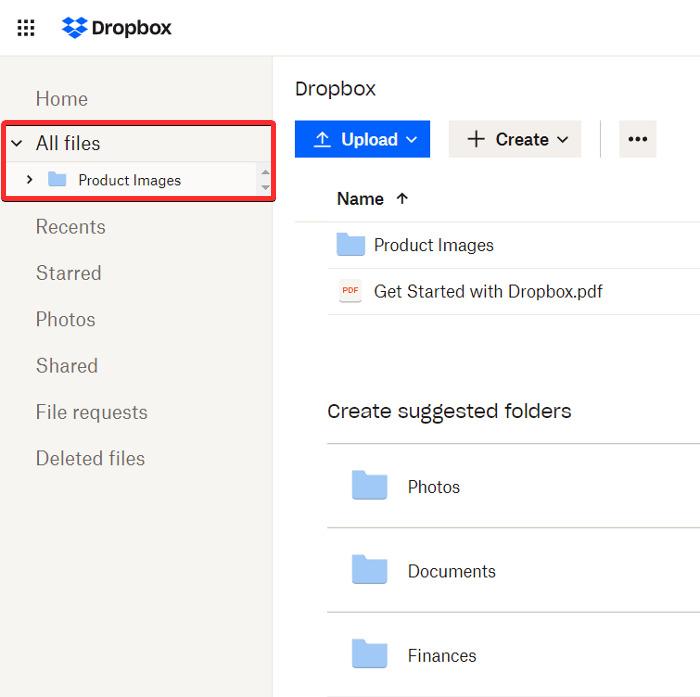All files option in Dropbox