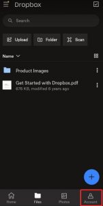 Cancel dropbox subscription on android phone - Step 1