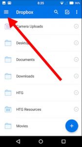 Clear dropbox app cache on Android - Step 1
