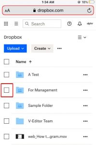 Delete dropbox folder from account on android device - Step 1