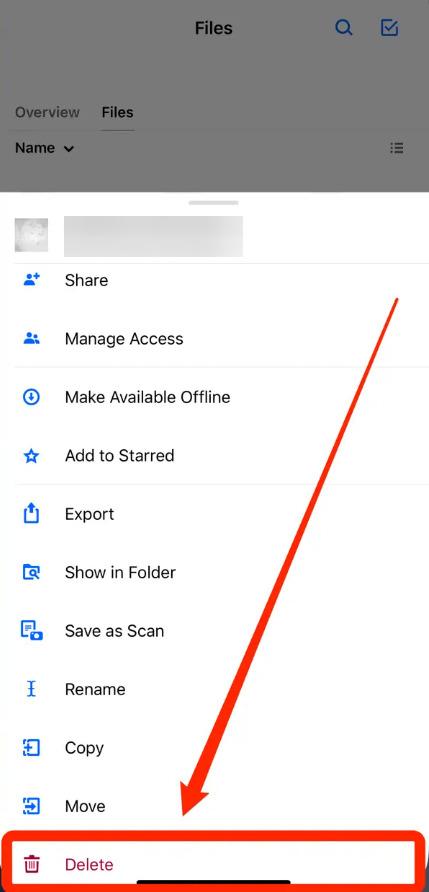 Delete dropbox folder from account on android device - Step 2