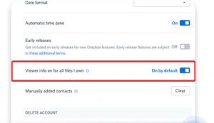Disable viewer info for dropbox business account - Step 2