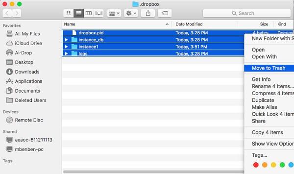 How to clean dropbox junk files on Mac Step 3