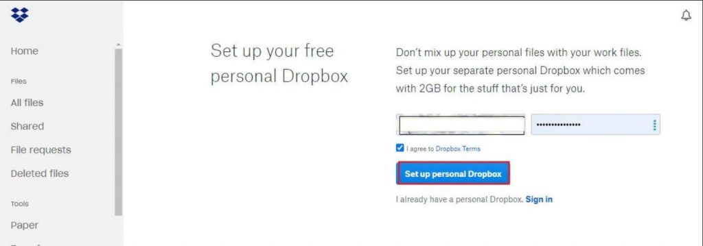 How to link and move files between two dropbox accounts - Step 2