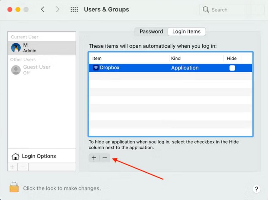 How to stop dropbox startup launch on Mac - Step 2