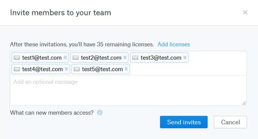 Invite team members on dropbox business account - Step 3