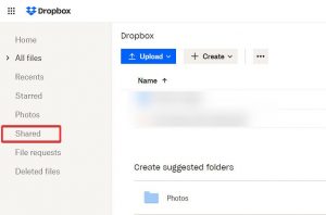 Shared section in dropbox