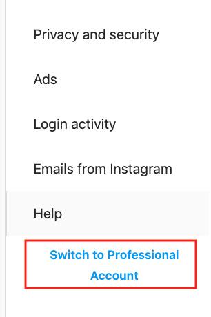 Switch to Professional Account