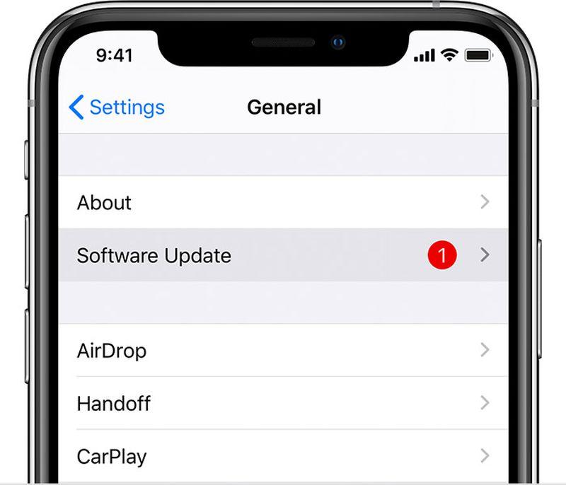 Update iPhones software version - Step 1