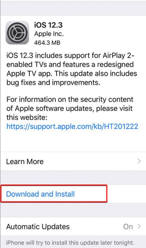 Update iPhones software version - Step 2