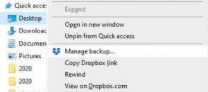 Use dropbox rewind in dropbox backup - Step 3